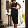 Solid Black Colour Designer Crop Top Skirt Set