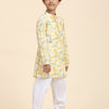 Lemon Print Vestiario's Blend Linen Kurta Pajama Set