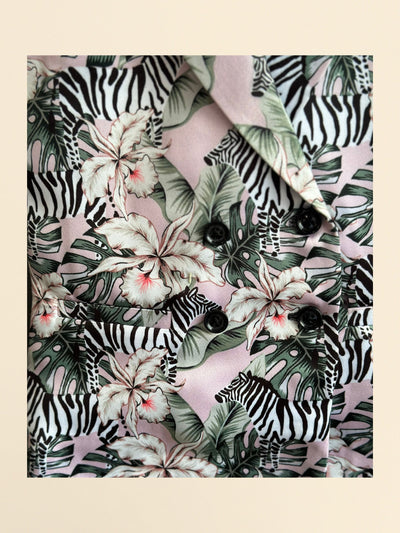 Zebra Print Satin Blazer Dress