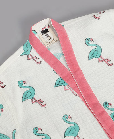 Flamingo Print Premium Quality 100% Cotton Bathrobe