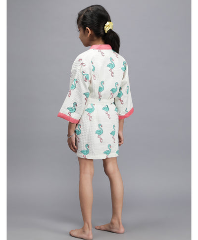 Flamingo Print Premium Quality 100% Cotton Bathrobe