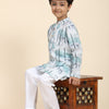 Deer Print Vestiario's Blend Linen Kurta Pajama Set