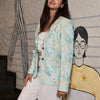 Waterlife Printed Pure Linen Blazer Cotton Trosuer set