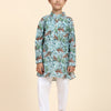 Tiger Print Vestiario's Blend Linen Kurta Pajama Set