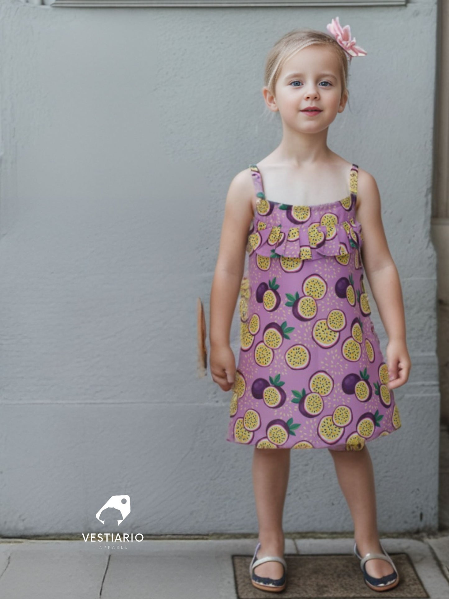 Passion fruit Print Blend Linen Dress