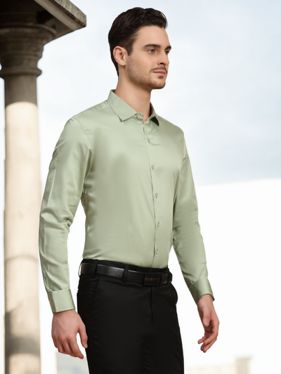 Formal Shirts 100% Premium Cotton Satin for Men (Pistachio Green Colour)