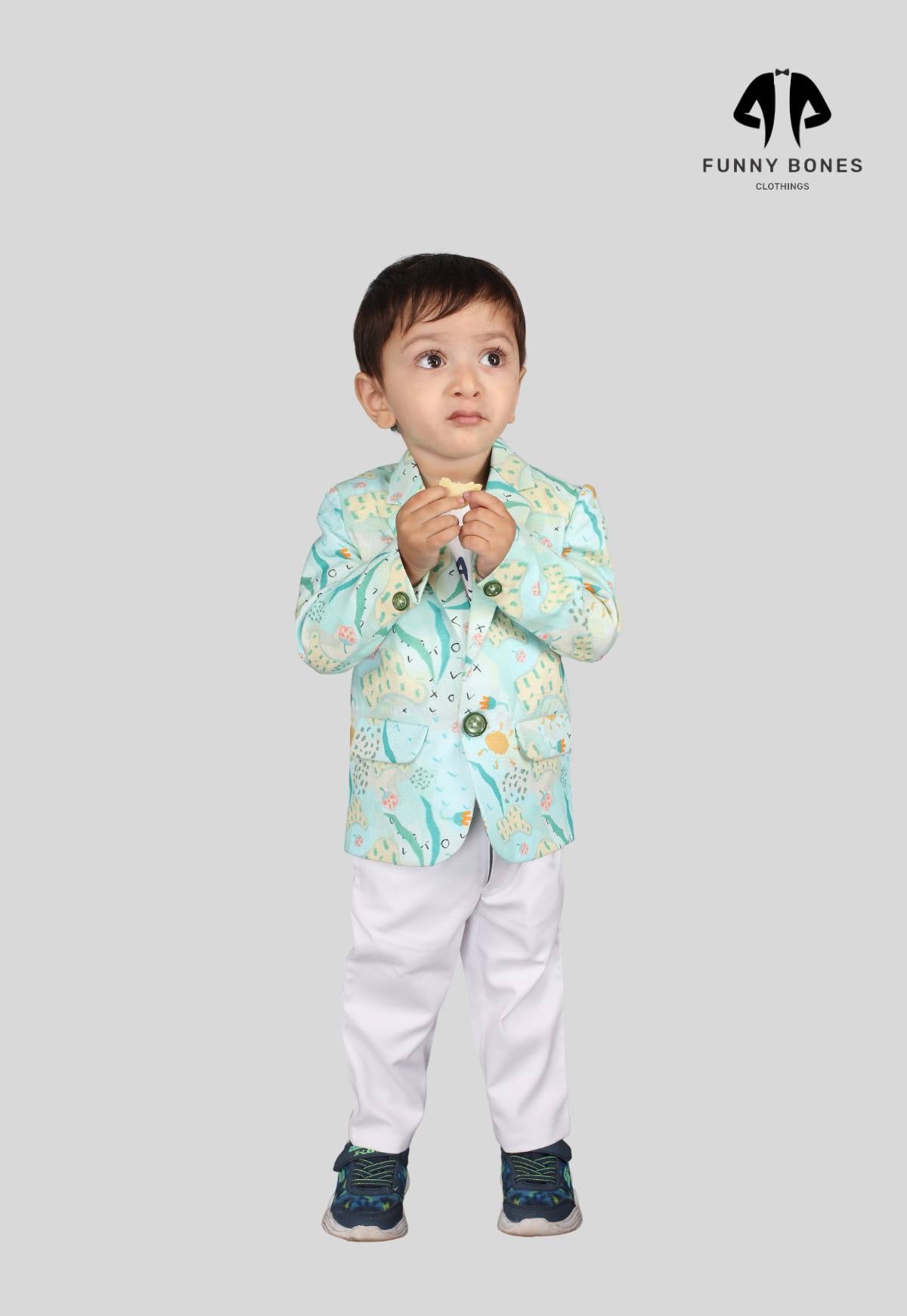 Waterlife Printed Pure Linen Blazer Set