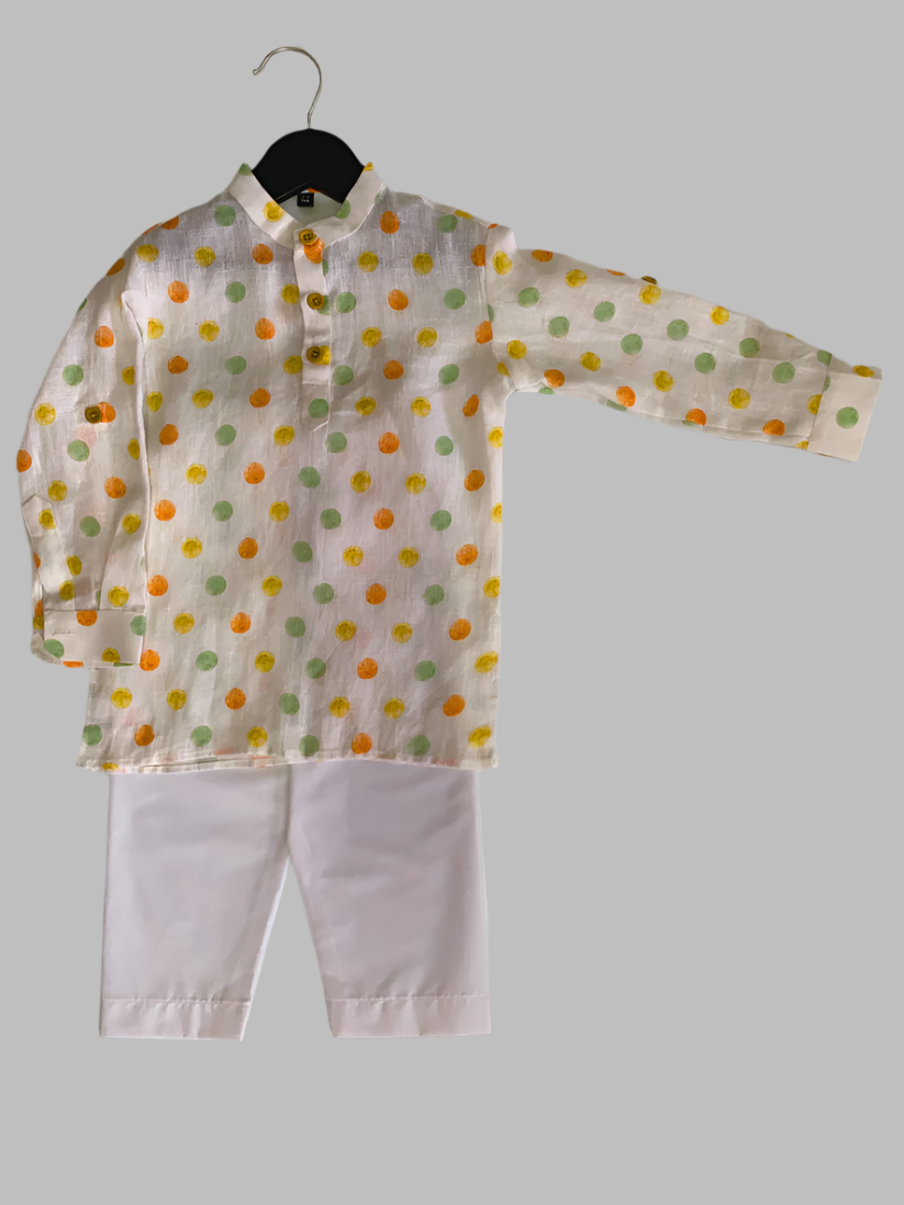 Fireball Printed Pure Linen Kurta Pure Cotton Pajama Set