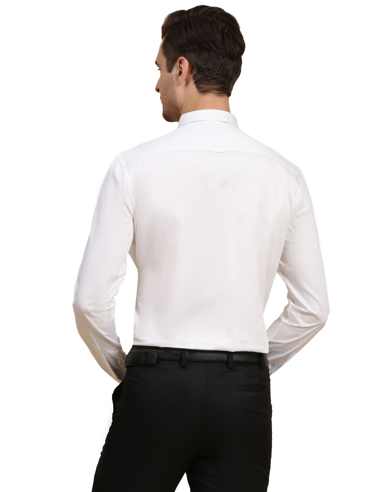 Half Pintex Tuxedo Shirt 100% Premium Cotton Satin for Men (White Colour)