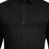 Half Pintex Tuxedo Shirt 100% Premium Cotton Satin for Men (Black Colour)