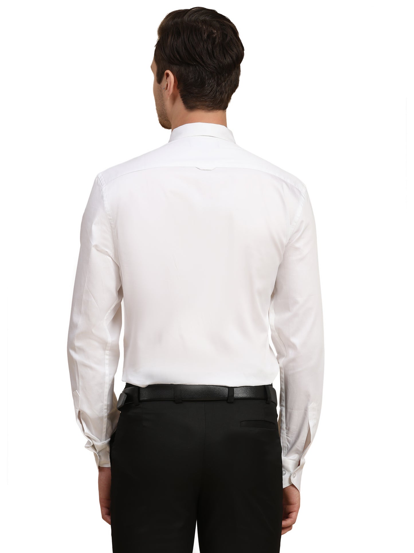 Full Pintex Tuxedo Shirt 100% Premium Cotton Satin for Men (White Colour)