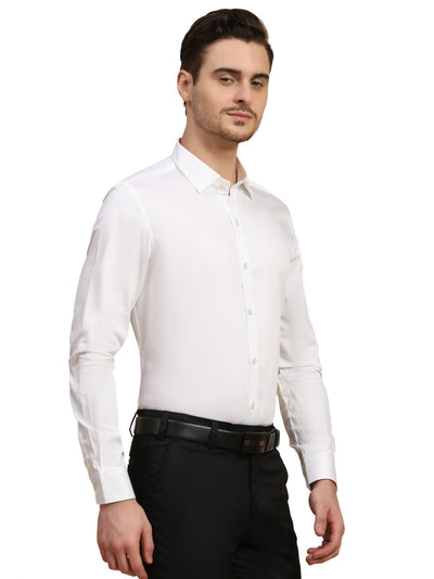 Formal Shirts 100% Premium Cotton Satin for Men (White Colour)