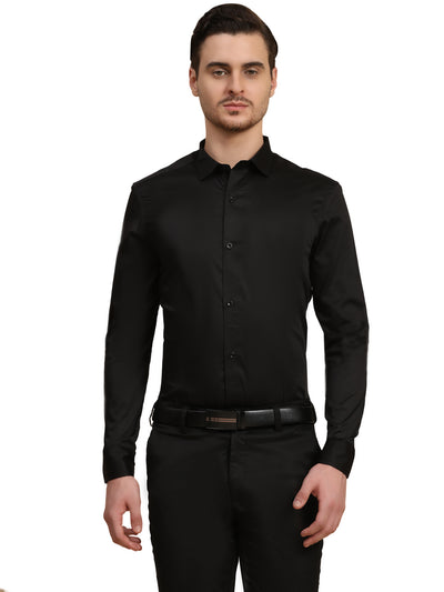 Formal Shirts 100% Premium Cotton Satin for Men (Black Colour)