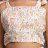 Candies and Icecream Print Pure Linen Top and Straight Pants Coord Set