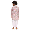 Red Car Print Vestiario's Blend Linen Kurta Pajama Set