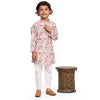 Red Car Print Vestiario's Blend Linen Kurta Pajama Set