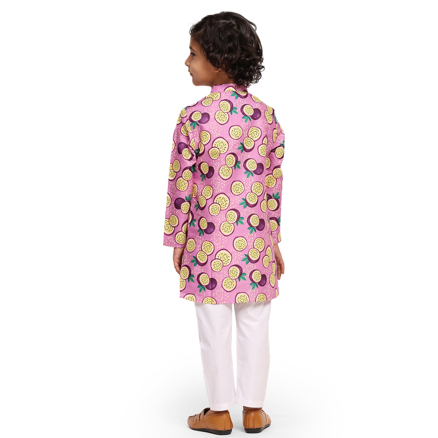 Passionfruit Print Vestiario's Blend Linen Kurta Pajama Set