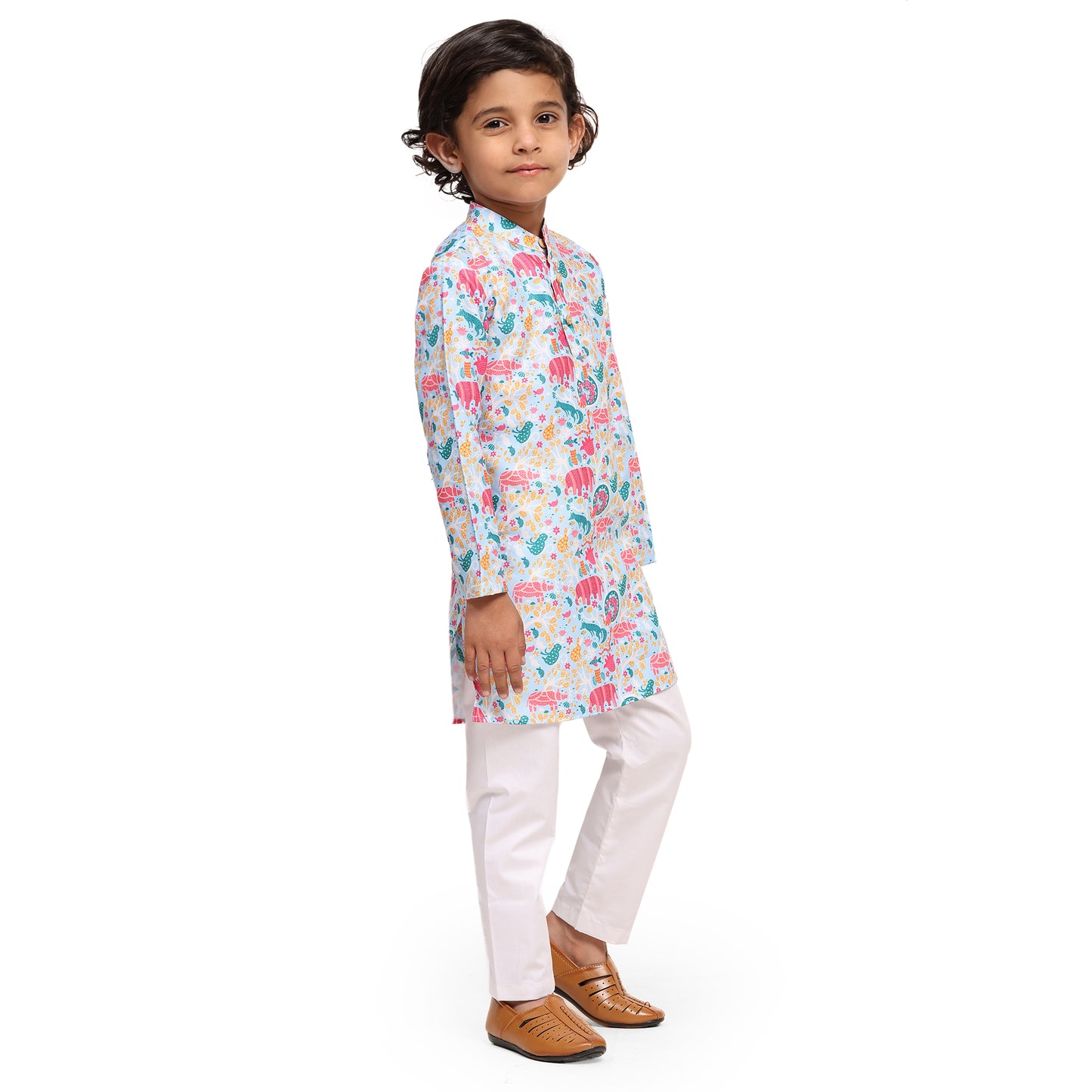 Colourful Animals Vestiario's Blend Linen Kurta Pajama Set