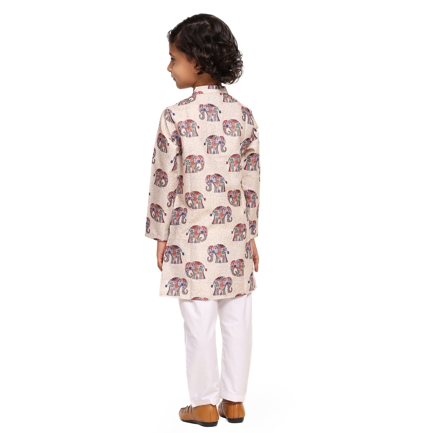 Royal Elephant print Vestiario's Blend Linen Kurta Pajama Set