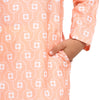 White Orange Flower Print  Vestiario's Blend Linen Kurta Pajama Set