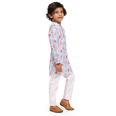 Stripes Icecream  Vestiario's Blend Linen Kurta Pajama Set