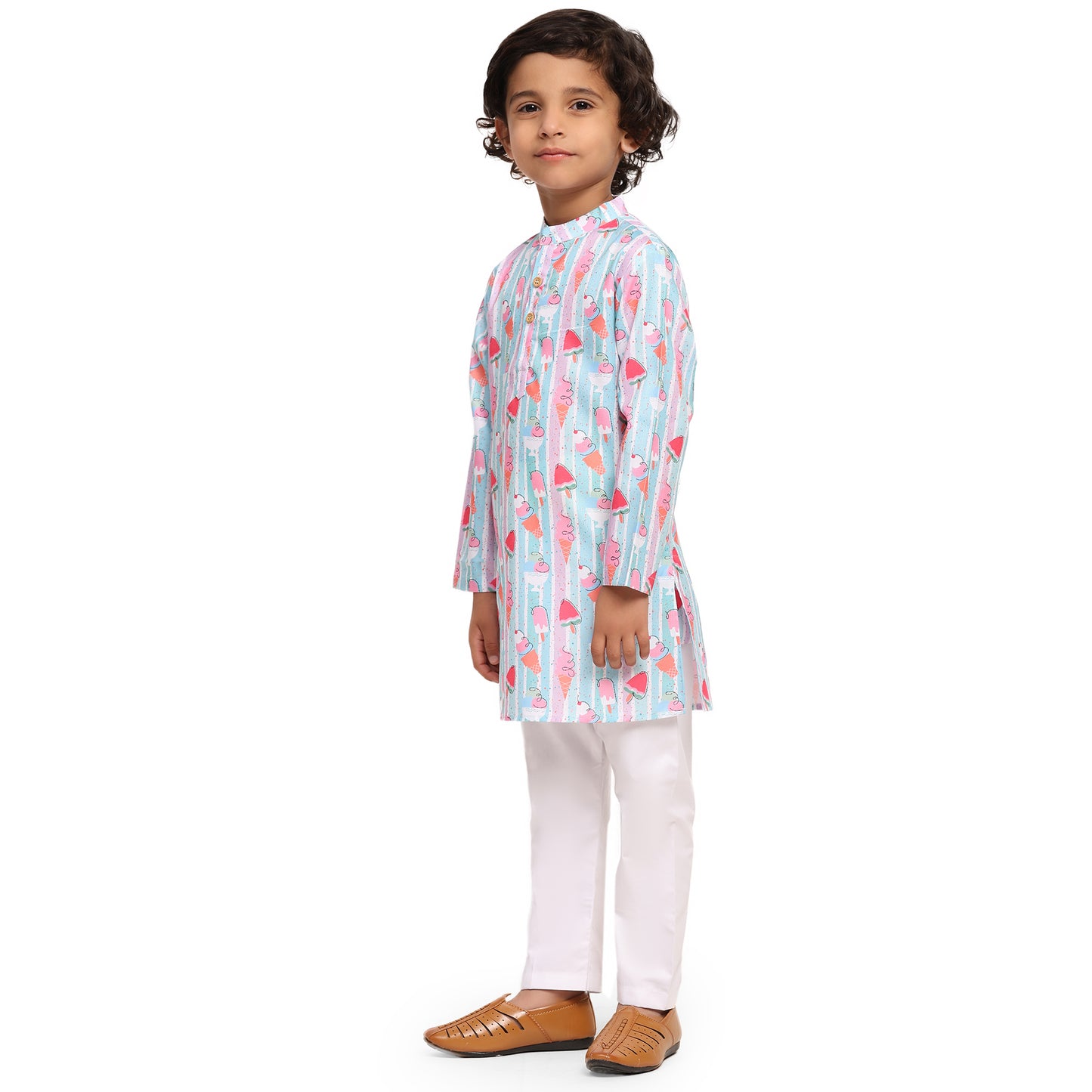 Stripes Icecream  Vestiario's Blend Linen Kurta Pajama Set