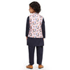 Bird Print Koti Blue Funny Bones Clothing's Kurta Pajama Set