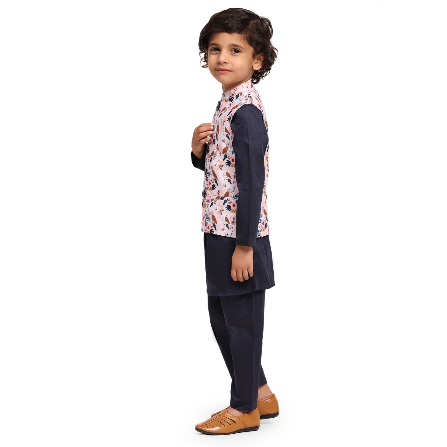 Bird Print Koti Blue Funny Bones Clothing's Kurta Pajama Set