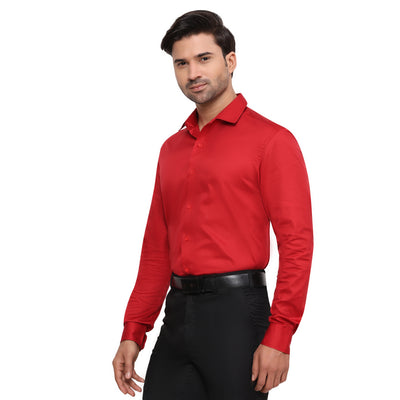 Formal Shirts 100% Premium Cotton Satin for Men (Red Colour)