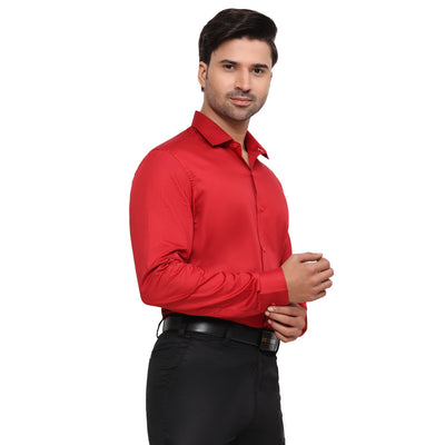 Formal Shirts 100% Premium Cotton Satin for Men (Red Colour)