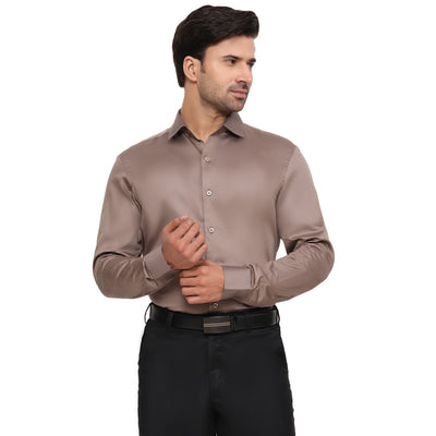 Formal Shirts 100% Premium Cotton Satin for Men (Brown Colour)