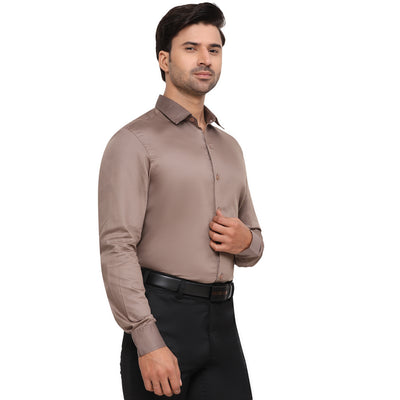 Formal Shirts 100% Premium Cotton Satin for Men (Brown Colour)