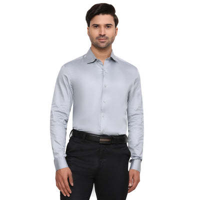 Formal Shirts 100% Premium Cotton Satin for Men (Grey Colour)