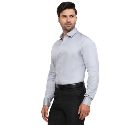 Formal Shirts 100% Premium Cotton Satin for Men (Grey Colour)