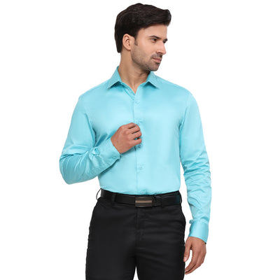 Formal Shirts 100% Premium Cotton Satin for Men (Sky Blue Colour)