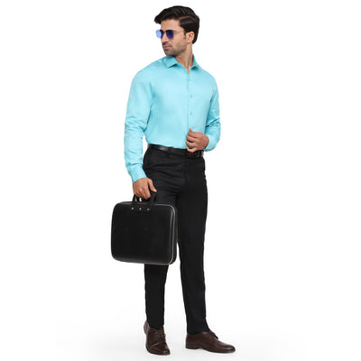 Formal Shirts 100% Premium Cotton Satin for Men (Sky Blue Colour)