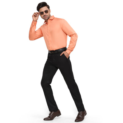 Formal Shirts 100% Premium Cotton Satin for Men (Orange Colour)