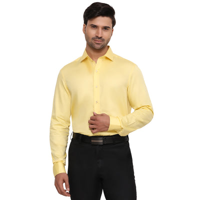 Formal Shirts 100% Premium Cotton Satin for Men (Yellow Colour)