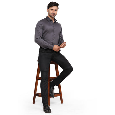 Formal Shirts 100% Premium Cotton Satin for Men (Charcoal Grey Colour)