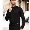 Full Pintex Tuxedo Shirt 100% Premium Cotton Satin for Men (Black Colour)