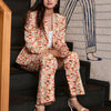 Mushroom Printed Pure Linen Blazer Trosuer set