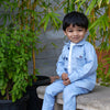 Korean Themed Jacket Cargo Pants Set ( Sky Blue )