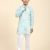 Waterlife Print Pure Linen Kurta  and Premium Cotton Pajama Set