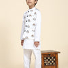 Dog Print Linen Koti with Pure Cotton White Kurta Pajama Set