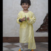 Designer Pleats Pure Muslin Silk Kurta Pyjama Set - Yellow Color