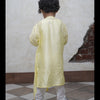 Designer Pleats Pure Muslin Silk Kurta Pyjama Set - Yellow Color