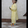 Designer Pleats Pure Muslin Silk Kurta Pyjama Set - Yellow Color