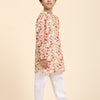 Mushroom Print Pure Linen Kurta  and Premium Cotton Pajama Set