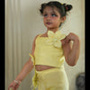 Pearl Embeded Sunflower Pure Organza Top Plazzo Set - Yellow Color