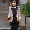 Pyiramid Print Blazer with Pintex Shirt and Black Cotton PantSet with Complimentory Bow